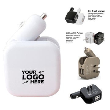 2-in-1 USB Car & Wall Charger